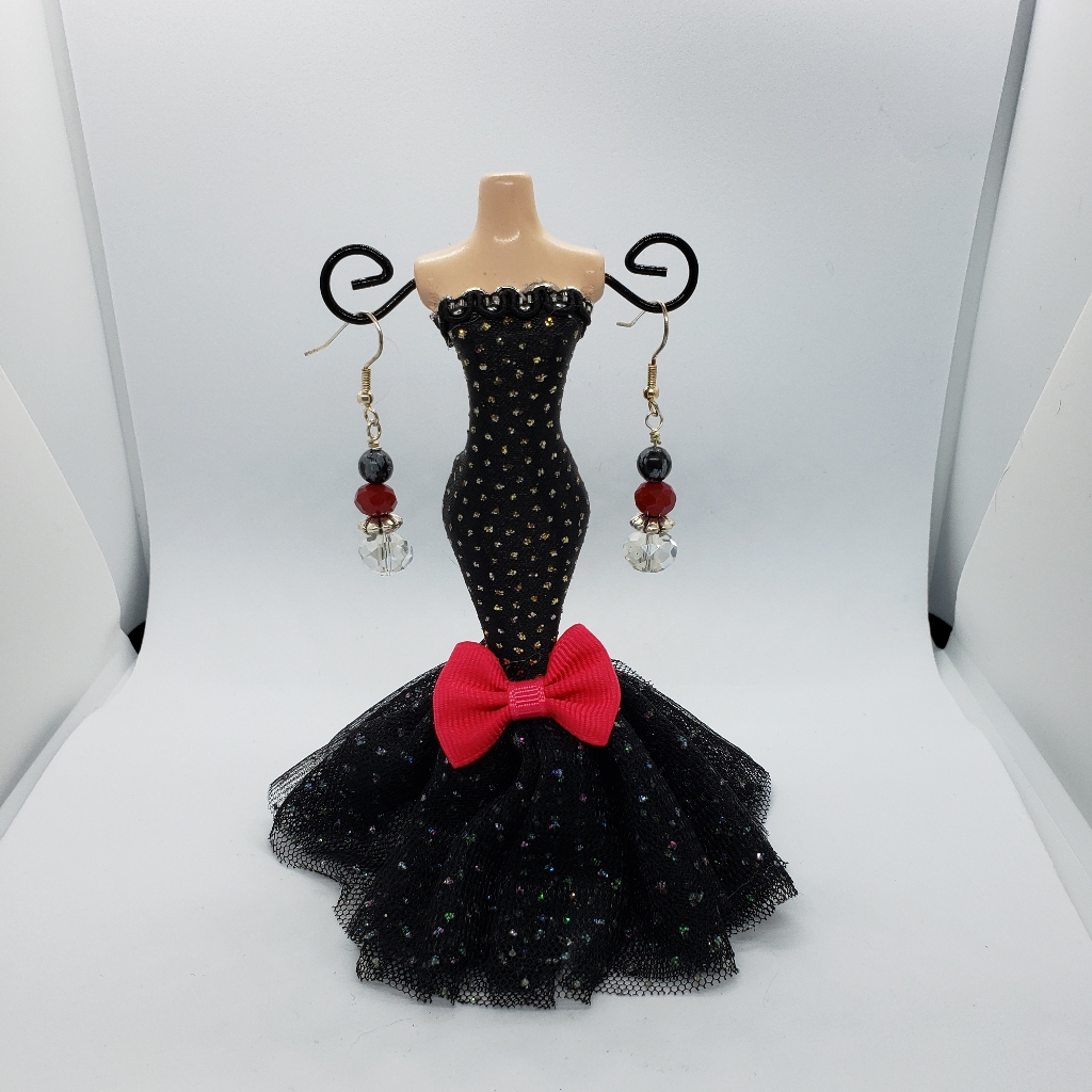 Red And Black Acrylic Crystal Earrings